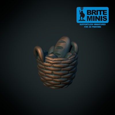 bread basket 28mm supportless fdm-friendly by brite minis toys & games characters terrain prop thingiverse dndprop 3d print model - Mito3D