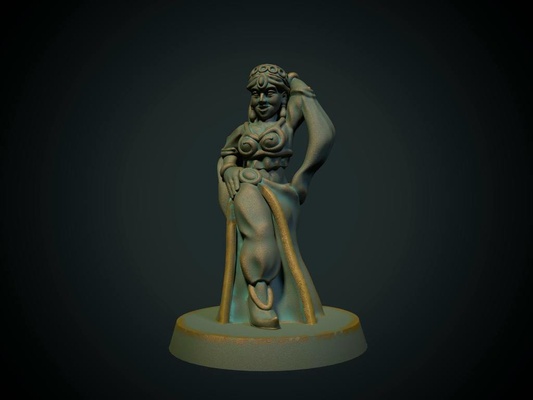 oriental dancer 28mm no supports fdm friendly by brite minis toys & games characters supportless dnd woman female thingiverse arabic bellydancer 3d print model - Mito3D