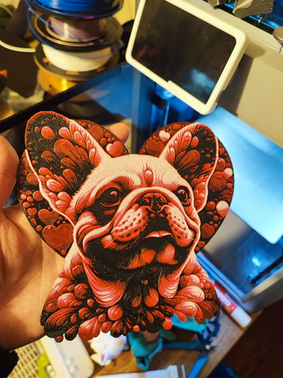 französisch bulldogge liebe hutschmiede 4color by fikuss30 kunst 2d hut vorne 3d print model - Mito3D