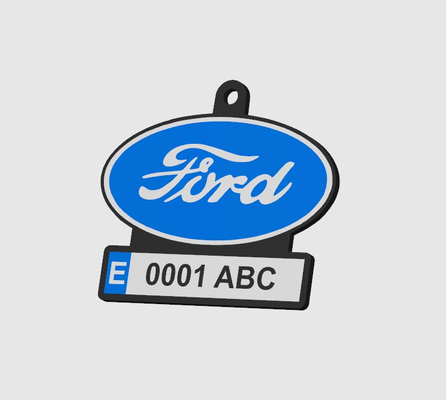 llavero ford portamatricula keychain keyring license holder by xtronchox fashion models matricula key fordkey 3d print model - Mito3D