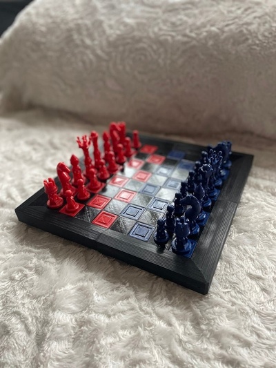 spiral chess set board by endk7designs toys & games chessbishop chessboard chesshorse chessking chesspawn chesspieces chessqueen chessset 3d print model - Mito3D