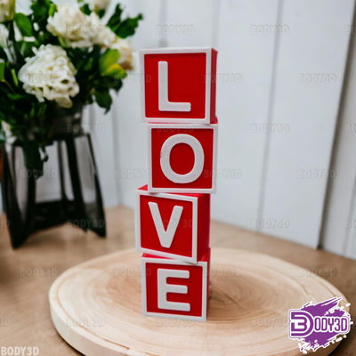 love cubes by body3d household decor deco decoration valentine day lover lovers cube alpha alphabet amour red learning 3d print model - Mito3D