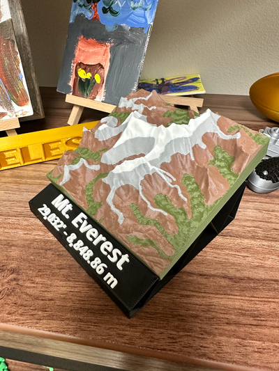 mt everest terreno mano pintado by sulleyneal educación geografía multi color montaña 3d ams arte decoración 3d print model - Mito3D