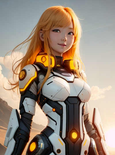 armor girl hueforge by zhangsheng generative 3d model & lithophane hue forge 3d print model - Mito3D