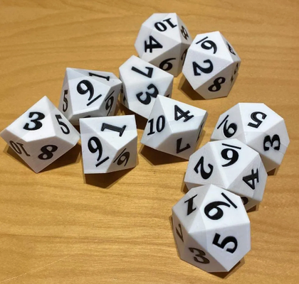a 10 sided die 1 to by yeello toys & games board dice 3d print model - Mito3D