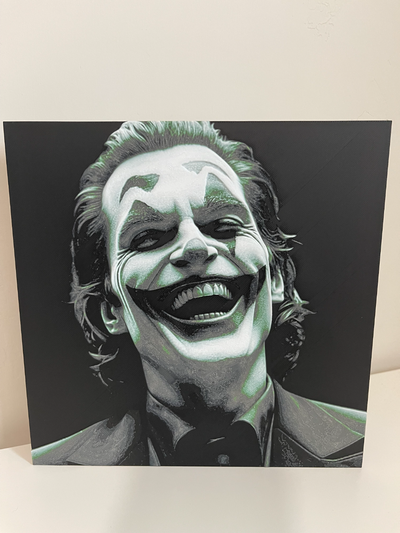 joker - hueforge by squish3d generative 3d model & lithophane laughing batman 2d art jokers face 3d print model - Mito3D