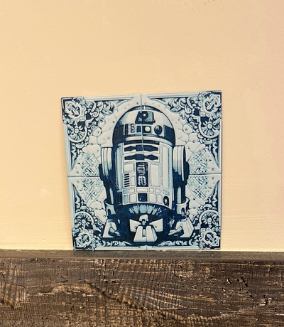 r2d2 portuguese dutch tile style - hueforge by 3deekes generative 3d model & lithophane starwars blue ams 3d print model - Mito3D