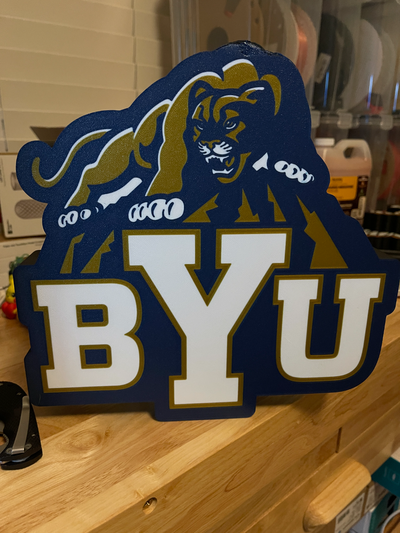 byu puma logo hafif kutu by papaw3dprintfun sanat işaretler logolar ışık kutu kolaj futbol 3d print model - Mito3D