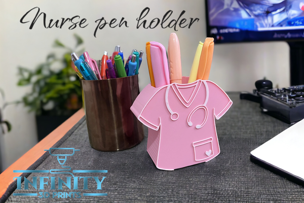 nurse shirt desk pen holder by infinity 3d prints household office pencil organize cup healthcare doctor 3d print model - Mito3D