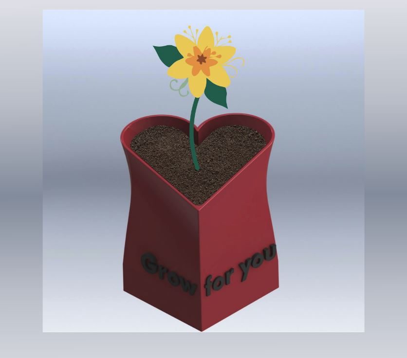 cœur pot fleur grandir by joyeux husek ménage décor planteur plante valentin abstrait petite amie l'amour mignonne saint arrosage automatique 3D print model - Mito3D