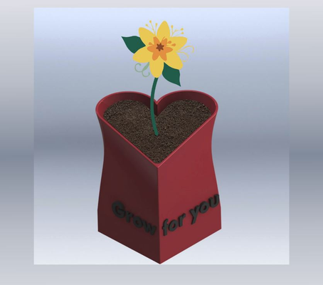 heart flowerpot grow by merry husek household decor planter pot flower plant valentine abstract girlfriend love cute valentinesday selfwatering 3d print model - Mito3D