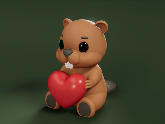 love beaver bobby by 3dmdesign art sculptures valentines valentine cute cartoon valentinesday sculpture sculpt heart animal wild teeth buddy companion deskbuddy tabletop gift 3d print model - Mito3D