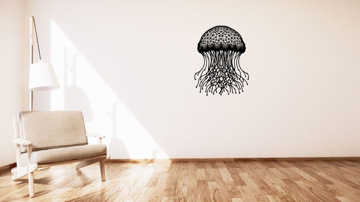 jellyfish meduza voronoi wall decoration by kutnohormac art 2d 2dart 2dwallart 3dart 3dwallart bedroom decor home homedecor livingroom minimalist minimalistic voronoidesign voronoistyle wallart wallmount 3d print model - Mito3D