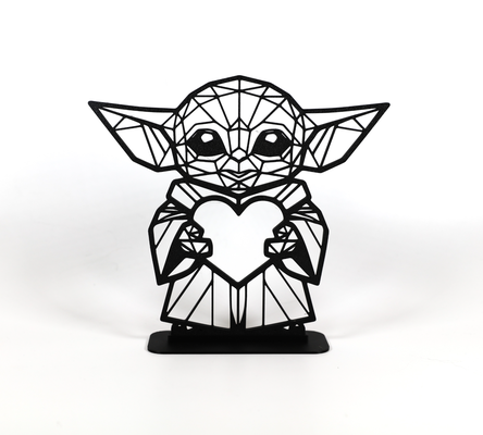 geometrisch poly valentinstag baby yoda by phaseworksca kunst skulpturen star kriege mandalorianer gelb abstrakt zeitgenössisch anzeige geschenk geek nerd dekorativ 3d print model - Mito3D