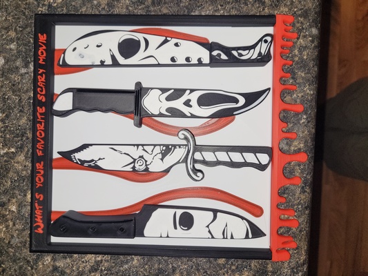 assassinos facas quadro armação by senhorio aluguel arte modelos moldura displayframe whatsyourfavoritescarymovie assassinas filme assustador 3d print model - Mito3D