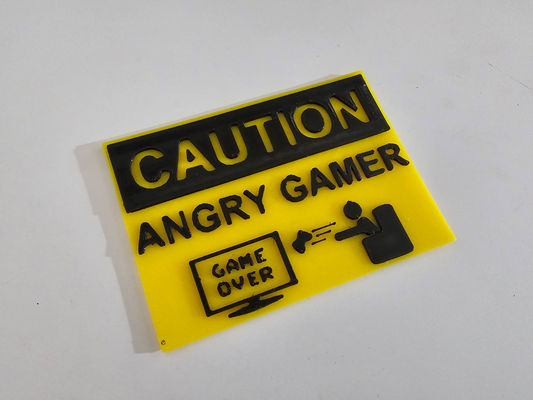 wütend spieler vorsicht zeichen by dubmehard kunst logos gaming humor komisch nerd wutausbruch 3d print model - Mito3D