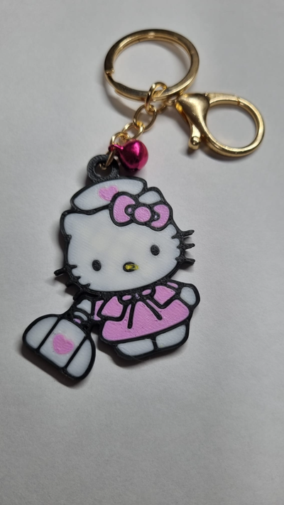 kitty keychain by carlobre art signs & logos key chain llavero valentin love 3d print model - Mito3D