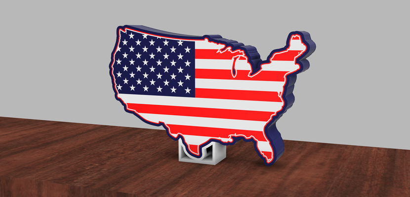 americano bandiera luce scatola by cuhrazy arte modelli americana uniti d'america budella lightbox merluzzo 3d print model - Mito3D