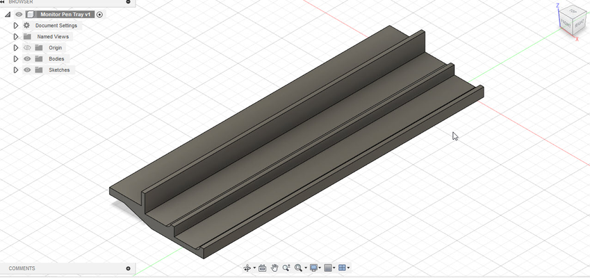 monitor pen tray by hilife household office holder accessory desk organizer 3d print model - Mito3D