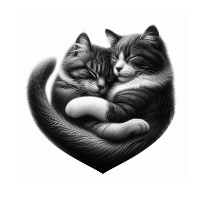 cats hugging in heart shape hueforge by buzzeye generative 3d model & lithophane valentine art cat animal lover love feel lovely cute 2d wall poster paw valentines warm 3d print model - Mito3D