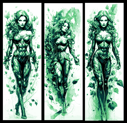 fan art set of 3 bookmarks - concept variations on dc comic character poison ivy by mclanesmemories 2d poisonivy book comicbook conceptart fanart mark marker bookmark hueforge 3D print model - Mito3D