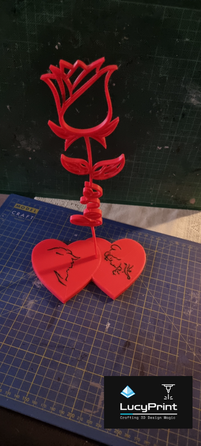 san valentino giorno bellissimo bestia tulipano by lucyprint arte 2d disney schoen cuore amore 3d print model - Mito3D