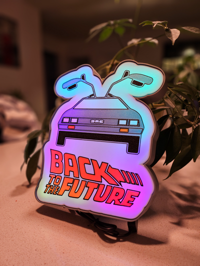 indietro to futuro guidato lightbox by tommy pistola arte segni loghi bttf btf lampada 3d print model - Mito3D