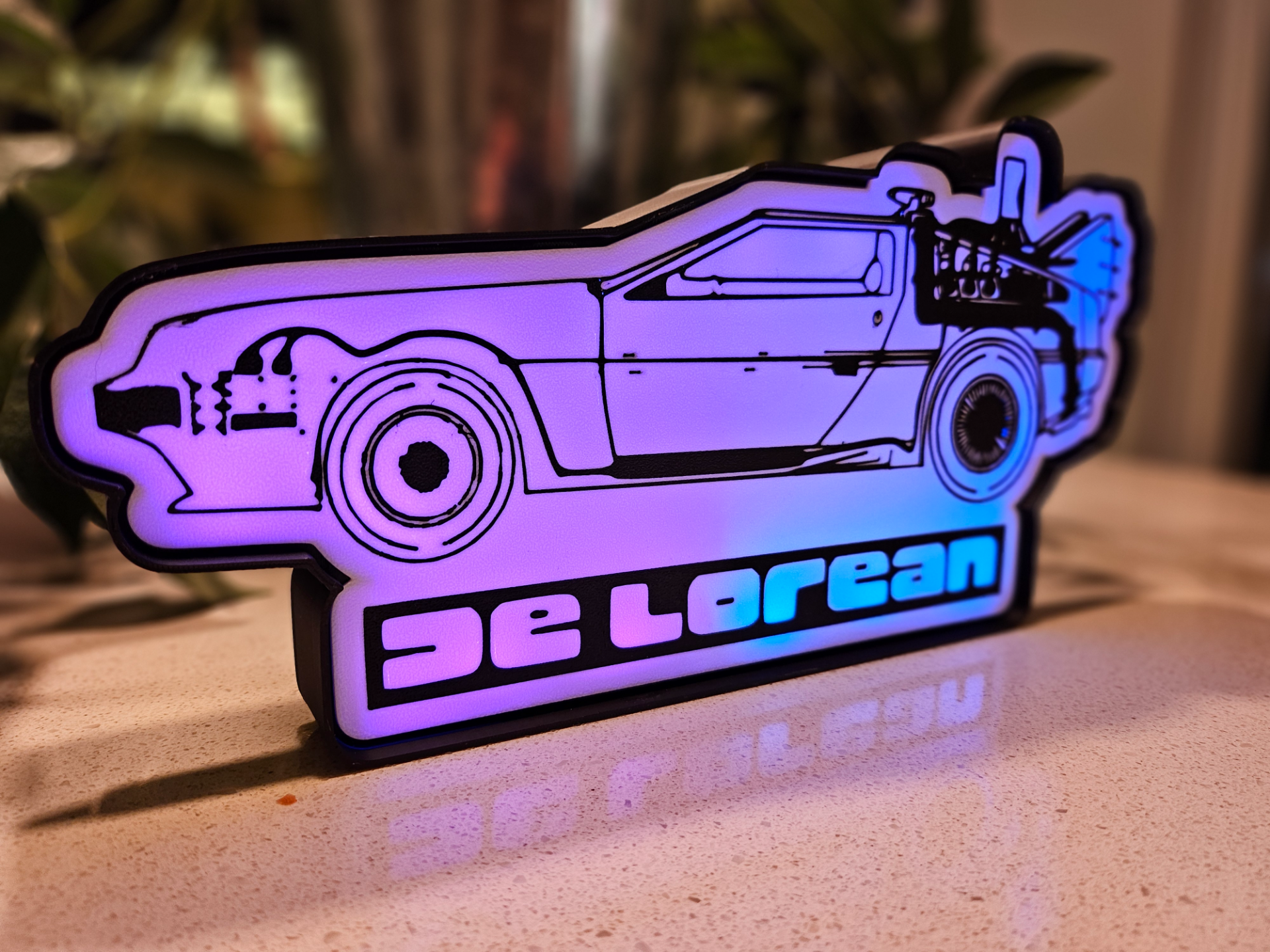 delorean bttf lightbox btf led by tommy gun art signs & logos back to future 3D print model - Mito3D