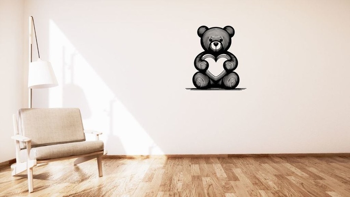 nounours ours cœur dek srd crème mur décoration by kutnohormac art 2d 2dart 2dwallart 3dart 3dwallart chambre décor coeursaint valentin accueil maison salon minimaliste peluche valentin valentines saint mural montage 3d print model - Mito3D