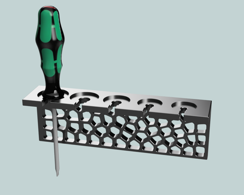 screwdriver holder voronoi by chipotle ferramentas organizadores ferramenta parafuso motorista chave fenda chave inglesa francês suporte organizar organizador trabalhos compras oficina garagem casa vivo passatempo oficina coisas werkzeug dreher schrauben extrator ordem segurança seguro parede varinha 3d print model - Mito3D