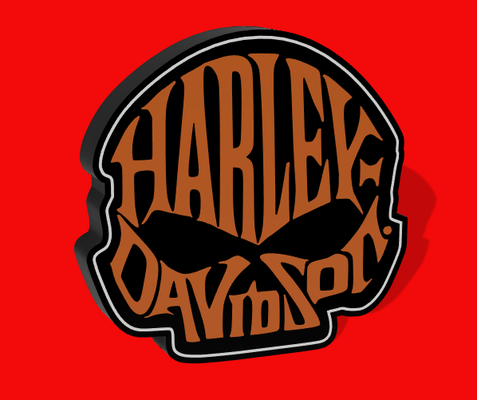 harley davidson led caja ligera by lldj3d arte señales logos deco decoración pared mural lámpara luz bicicleta firmar logo ams multicolor ligero led arte fan 3d print model - Mito3D