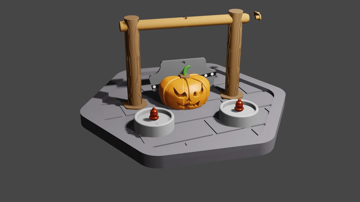 zucca ghigliottina by 3d4u domestico arredamento halloween spaventoso notte fuoco 3d print model - Mito3D