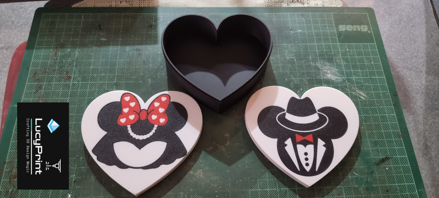 mickey minnie maus hochzeit schmuck box by lucyprint mode modelle verhalten hochzeit valentinstag disney 2d micky erinnerung liebe schmuckkasten schmuck 3d print model - Mito3D