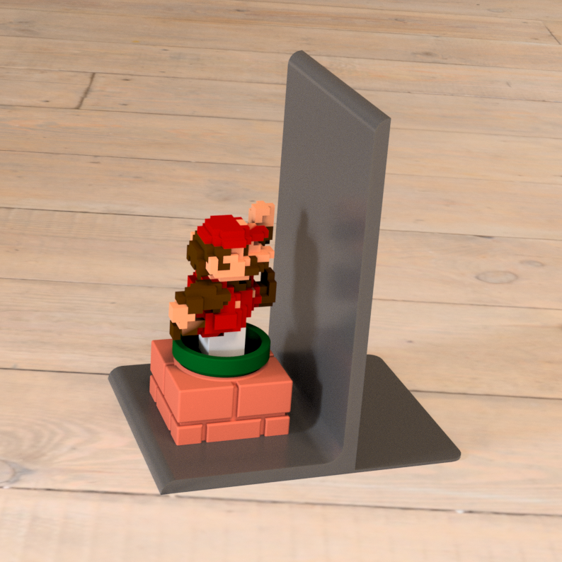 simples suporte livro amiibo ficar pé remixado by adão l casa escritório mario 3D print model - Mito3D