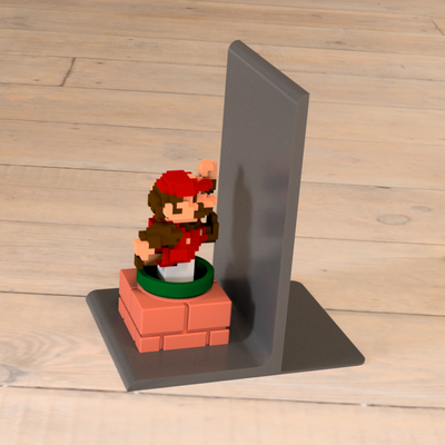 simple bookend amiibo stand remixed by adam l household office mario 3d print model - Mito3D