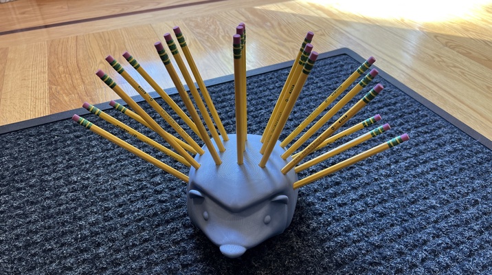 hedgehog pencil holder - tips sharp by adam l household office organizer art pencilholder 3d print model - Mito3D