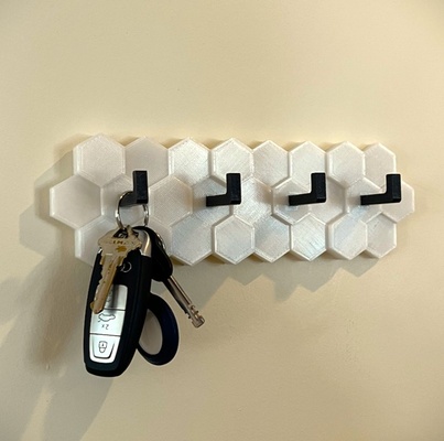 hexagonal surface keyhook remixed improved by adam l household decor wall holder hook hanger mount wallmount keyholder key wallhanger homedecor 3d print model - Mito3D
