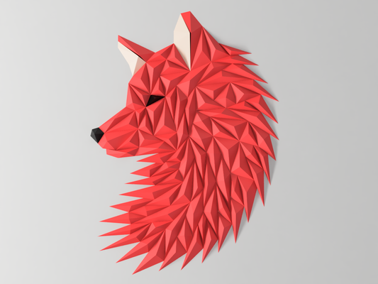 geométrico lobo raposa cabeça parede arte by dgemily casa decoração 2dart 2024 animal geometria caseira pobre polígono triângulo 3d muro rt decoração montagem montado 3d print model - Mito3D