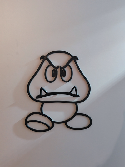 super mario goomba by zio sam arte 2d 2024 parete 3d 64 nintendo 3d print model - Mito3D