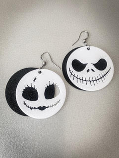 jack skellington pendientes remezclado by concha mar moda pesadilla navidad salida arete 3d print model - Mito3D