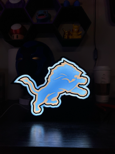 detroit löwen led lampe by codyinbody3 kunst modelle nfl fußball sport super bowl nfc meisterschaft michigan stand licht leuchtkasten 3d print model - Mito3D