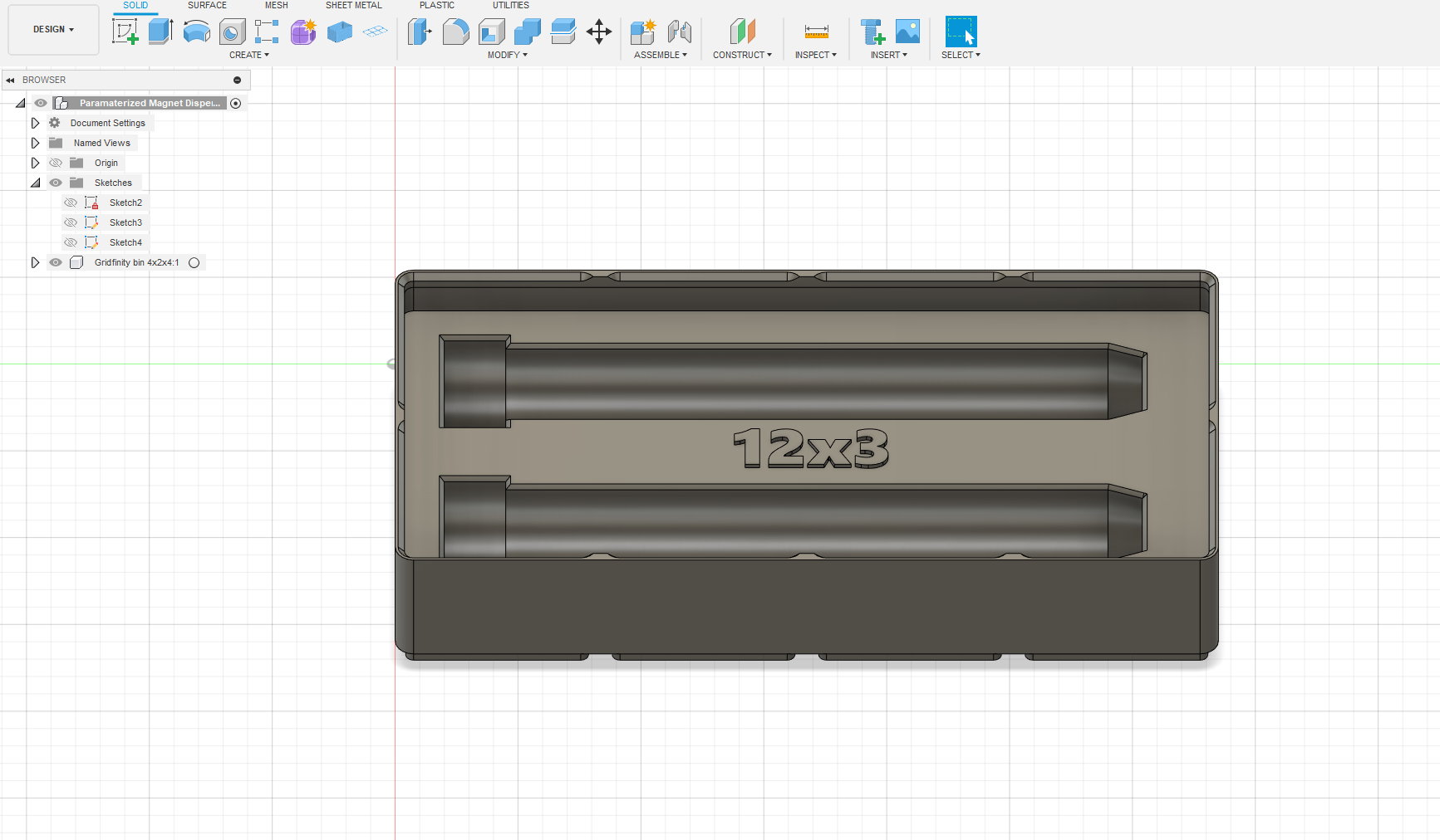 parameterized magnet dispenser gridfinity bin by cuken tools organizers organize 3D print model - Mito3D