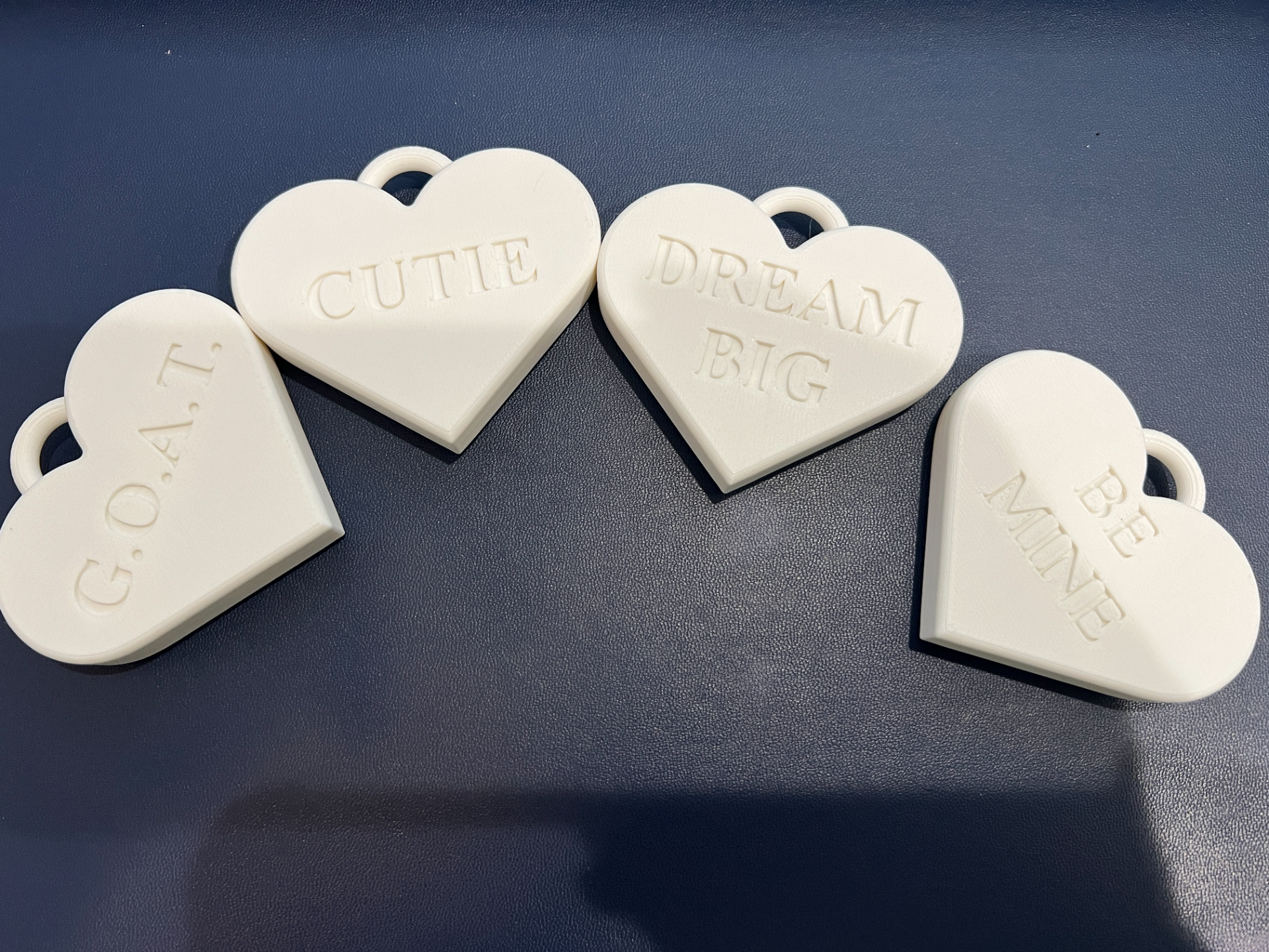 conversation heart keychains by wetts-11 art coin & badges valentines candy hearts keychain be goat cutie dream big 3D print model - Mito3D