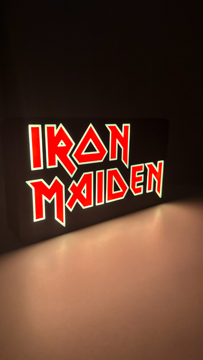 ferro fanciulla lightbox by michal 3dtisk arte segni loghi ironmaiden logo luce ledstrip pesante metallo musica gruppo musicale 3d print model - Mito3D