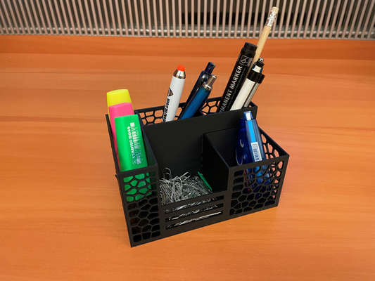 büro schreibtisch veranstalter voronoi by wastl85 haushalt box container stift halter unterstützung lager 3d print model - Mito3D