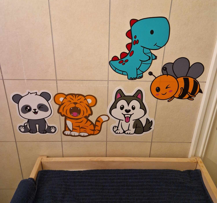 cute animal stickers wall window pack 1 by morten3dp art 2d animals panda pandabear bee beelover beekeeping dinosaur dinosaurus dog dogs husky huskyart tiger wallart children childrens furniture decoration chirldres rom exotic animallove sign sticker 3d print model - Mito3D