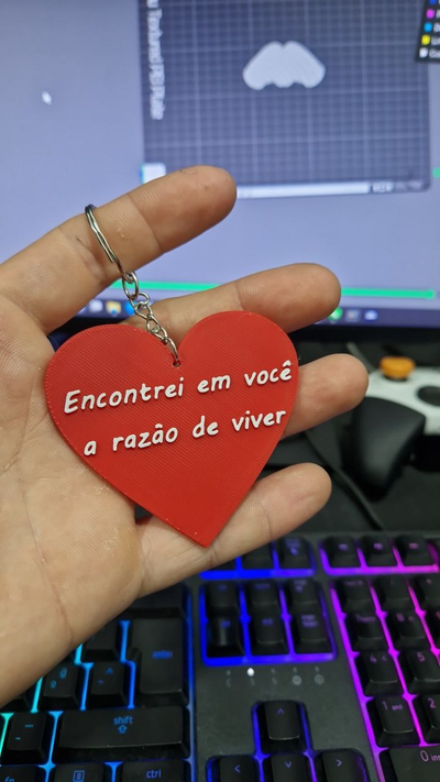 porta chaves encontrei em voc a raz o de viver by kriativu 3d printer test models love 2024 loved heart 3d print model - Mito3D