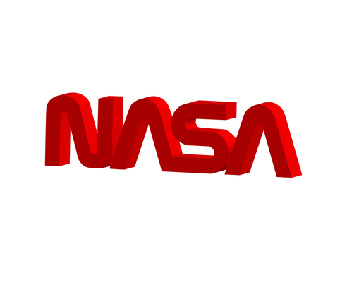 nasa 3d logo one solid by buzzeye art signs & logos cosmo space spaceship moon earth sign 3d print model - Mito3D