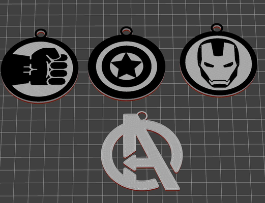 avengers keychain sides by tox3d art signs & logos key keychains logo sign 2d avemgers thor ironman hulk america 3d print model - Mito3D