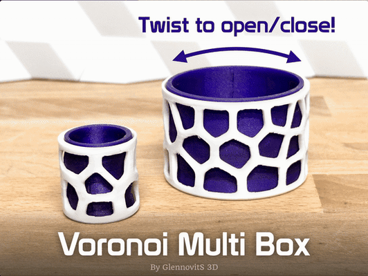 voronoi multi scatola torcere to aperto ciotola by glennovit 3d domestico arredamento coperchio conservazione contenitore stoccaggio immagazzinaggio organico filo vite minuscolo nano piccolo vaso caramella pezzi ricambio viti design minimalista moderno 3d print model - Mito3D